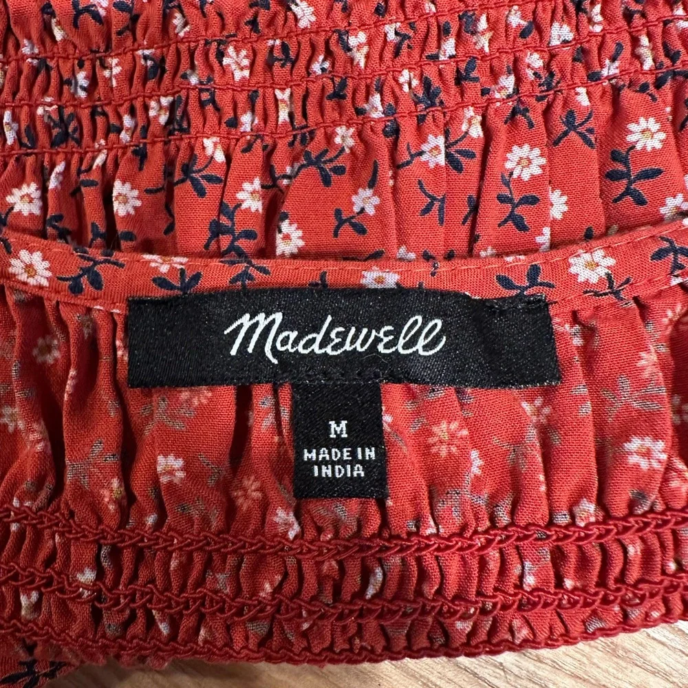 Madewell Red Floral Long Sleeve Dress - Picture 2 of 5
